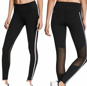 2/$30 Victoria's Secret Sport Knockout Tight Black Mesh Striped Leggings Size M